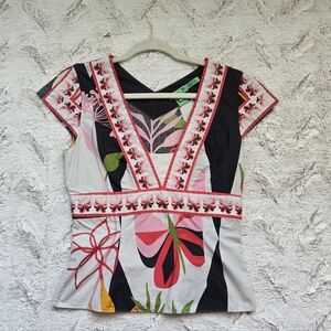 GUC Tibi Y2K Butterfly & Floral Print Kimono Style Side Zipper Top, Women's XS